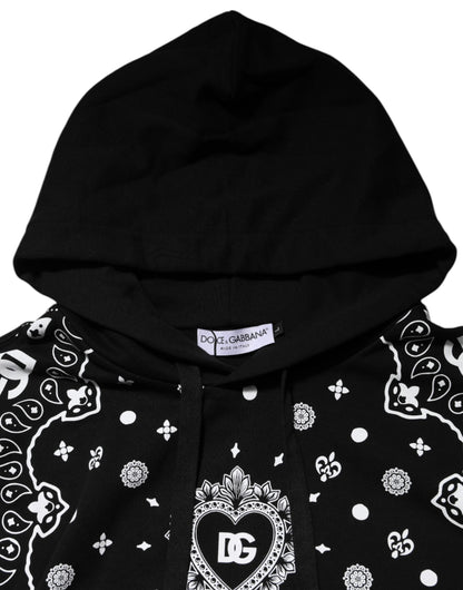 Dolce &amp; Gabbana Black Bandana Hooded Men Sweatshirt Sweater