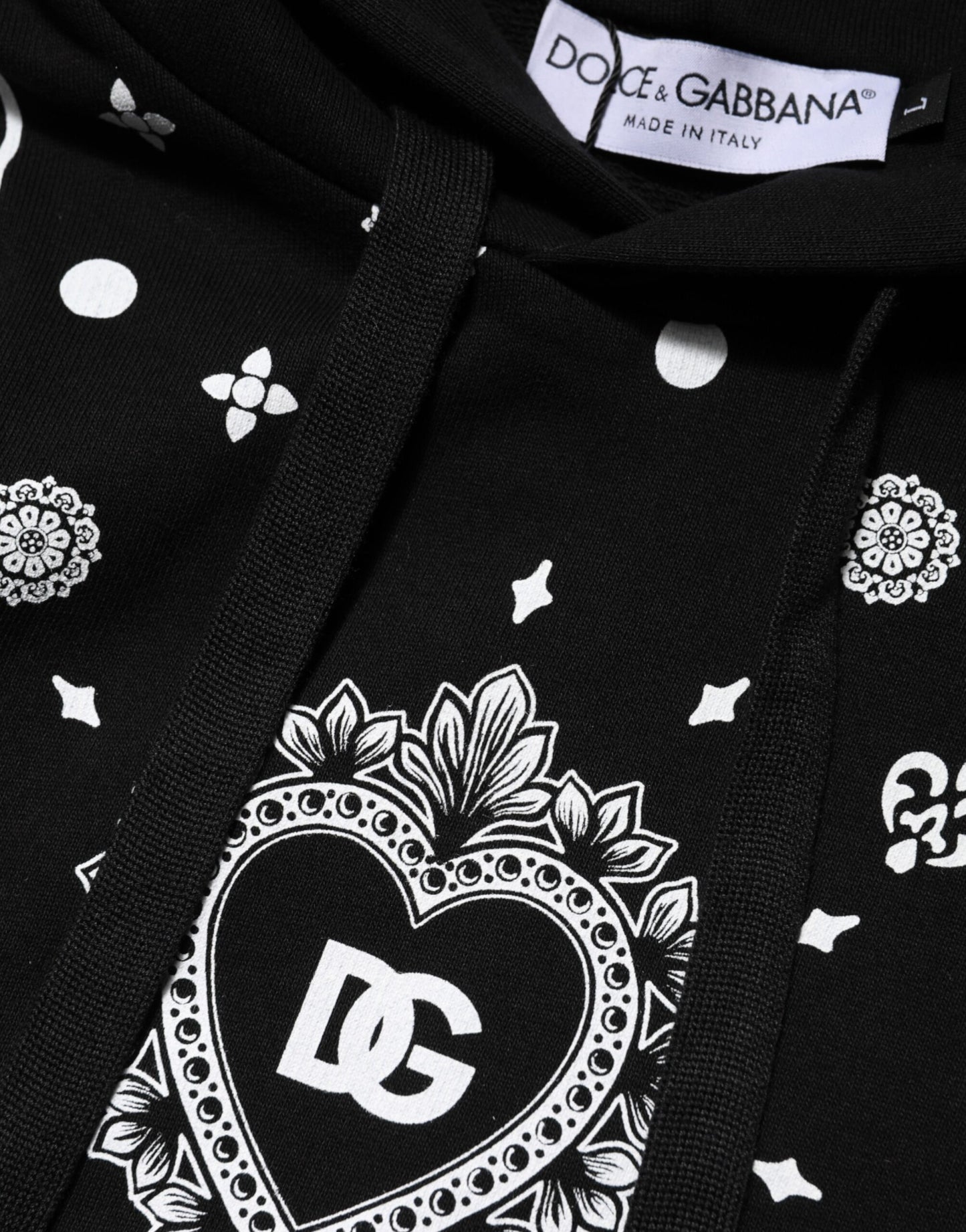 Dolce &amp; Gabbana Black Bandana Hooded Men Sweatshirt Sweater
