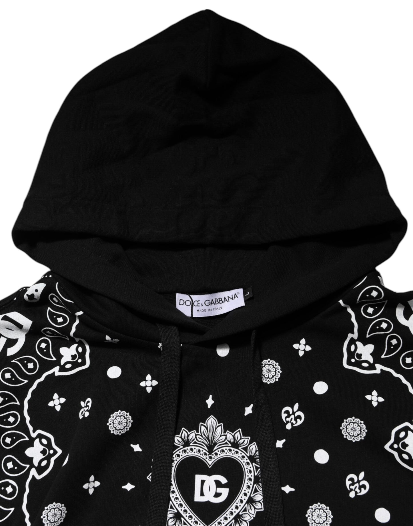 Dolce &amp; Gabbana Black Bandana Hooded Men Sweatshirt Sweater
