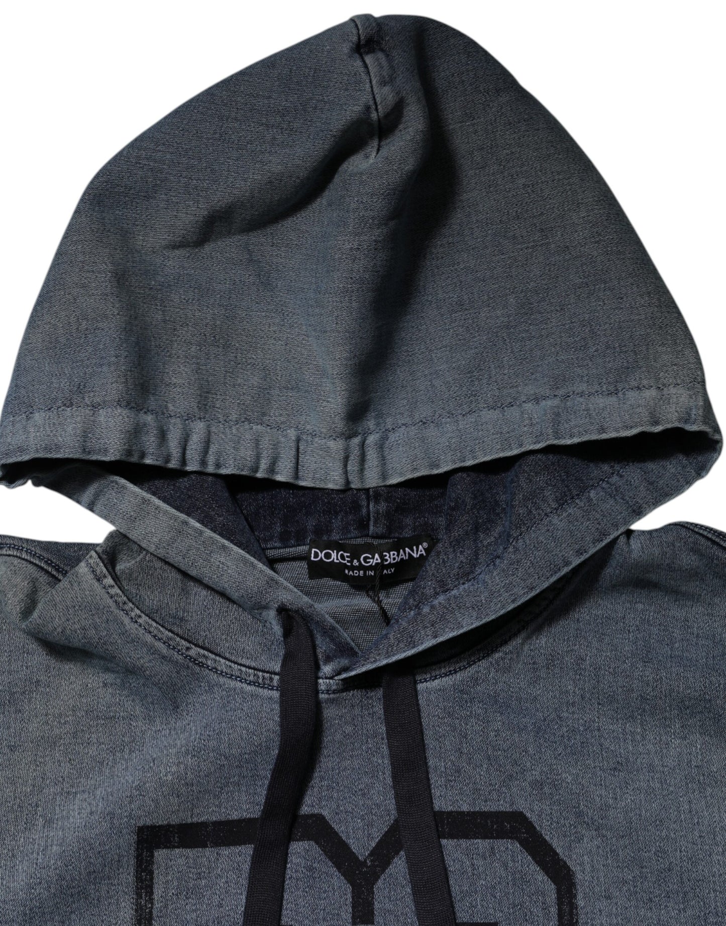 Dolce &amp; Gabbana Blue Cotton Blend Hooded Sweatshirt Sweater
