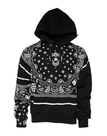Dolce &amp; Gabbana Black Bandana Hooded Men Sweatshirt Sweater
