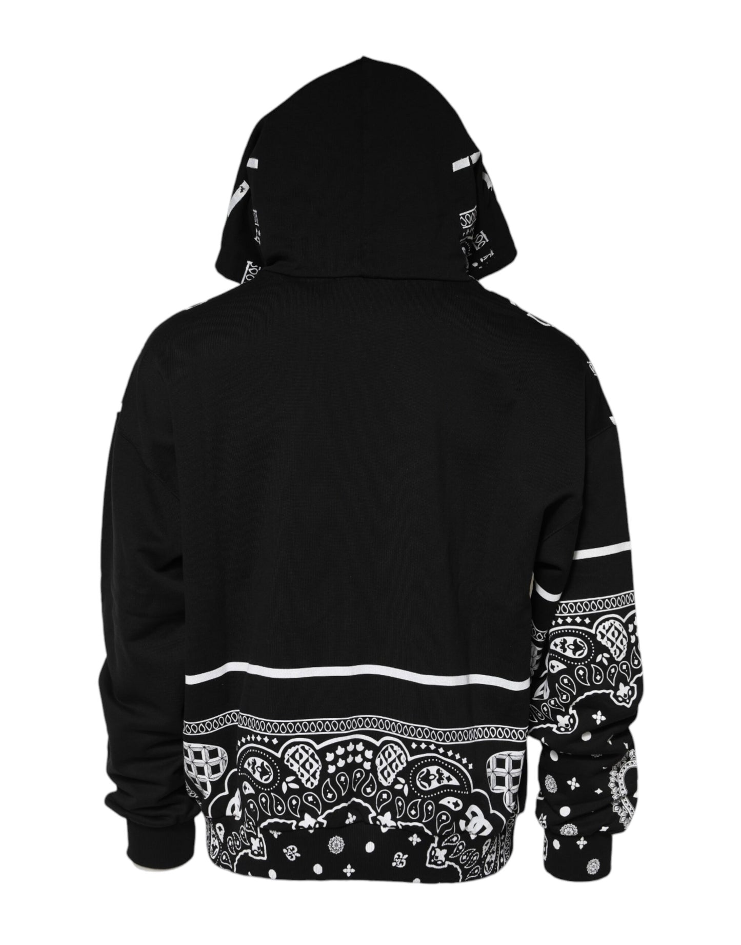 Dolce &amp; Gabbana Black Bandana Hooded Men Sweatshirt Sweater