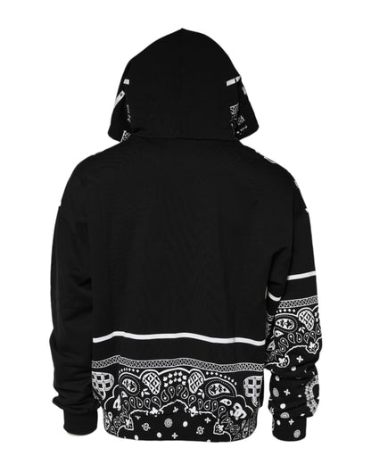 Dolce &amp; Gabbana Black Bandana Hooded Men Sweatshirt Sweater