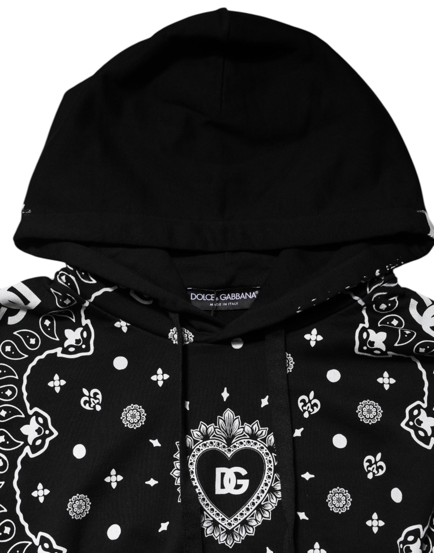Dolce &amp; Gabbana Black Bandana Hooded Men Sweatshirt Sweater