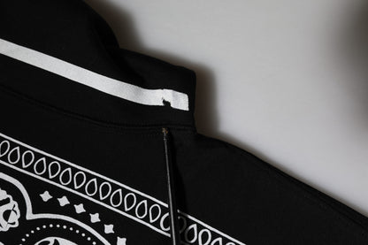 Dolce &amp; Gabbana Black Bandana Hooded Men Sweatshirt Sweater