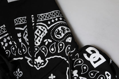 Dolce &amp; Gabbana Black Bandana Hooded Men Sweatshirt Sweater
