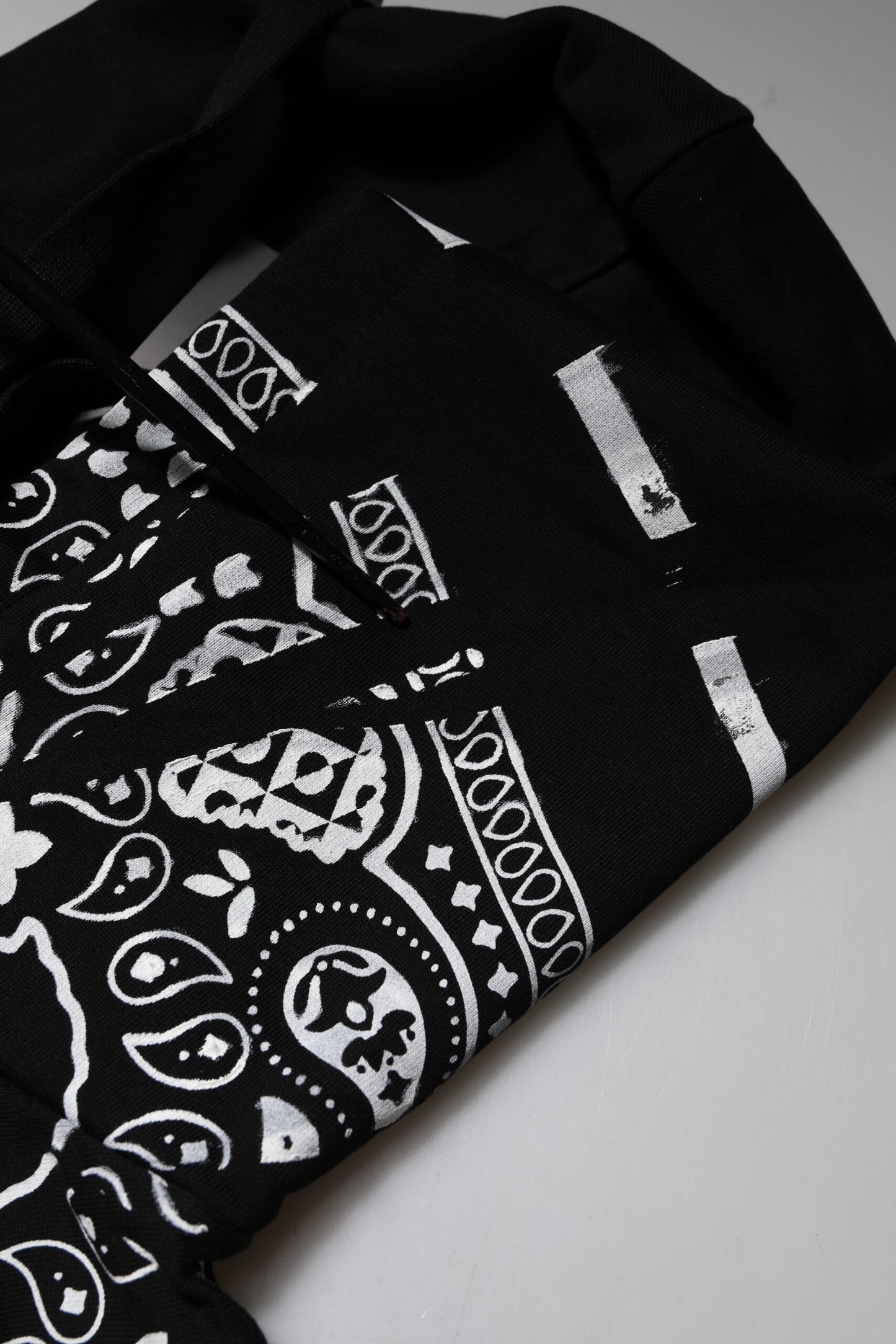 Dolce &amp; Gabbana Black Bandana Hooded Men Sweatshirt Sweater