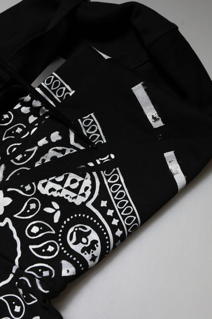 Dolce &amp; Gabbana Black Bandana Hooded Men Sweatshirt Sweater