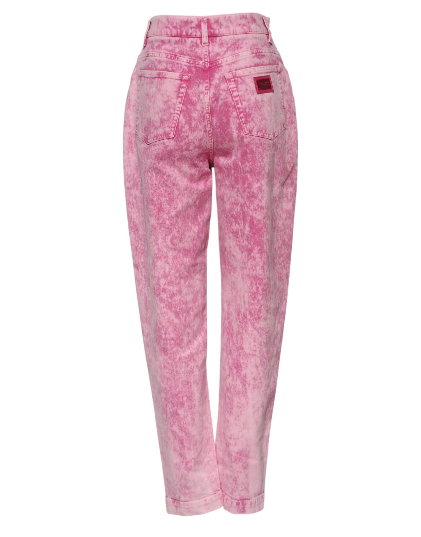 Dolce &amp; Gabbana Pink Tie Dye High Waist Tapered Denim Jeans