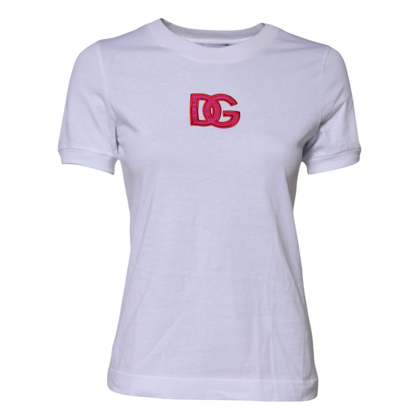 Dolce &amp; Gabbana – Weißes T-Shirt aus Baumwolle mit DG-Logostickerei 