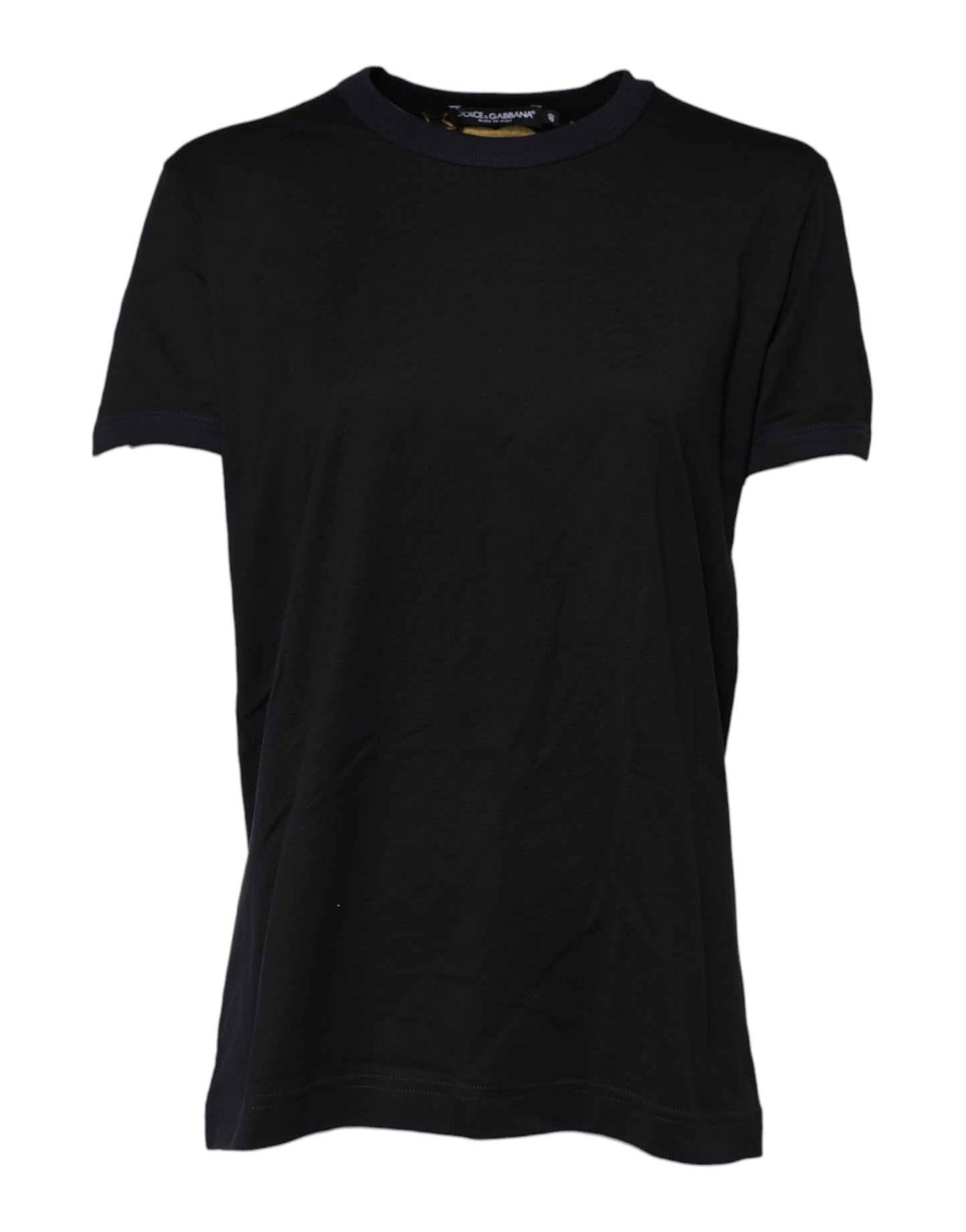 Dolce &amp; Gabbana – Schwarzes T-Shirt mit kurzen Ärmeln aus Baumwolle mit DG-Print 