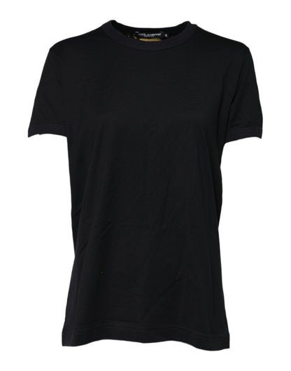 Dolce &amp; Gabbana – Schwarzes T-Shirt mit kurzen Ärmeln aus Baumwolle mit DG-Print 