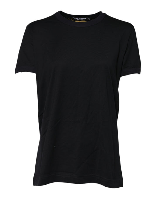 Dolce &amp; Gabbana – Schwarzes T-Shirt mit kurzen Ärmeln aus Baumwolle mit DG-Print 