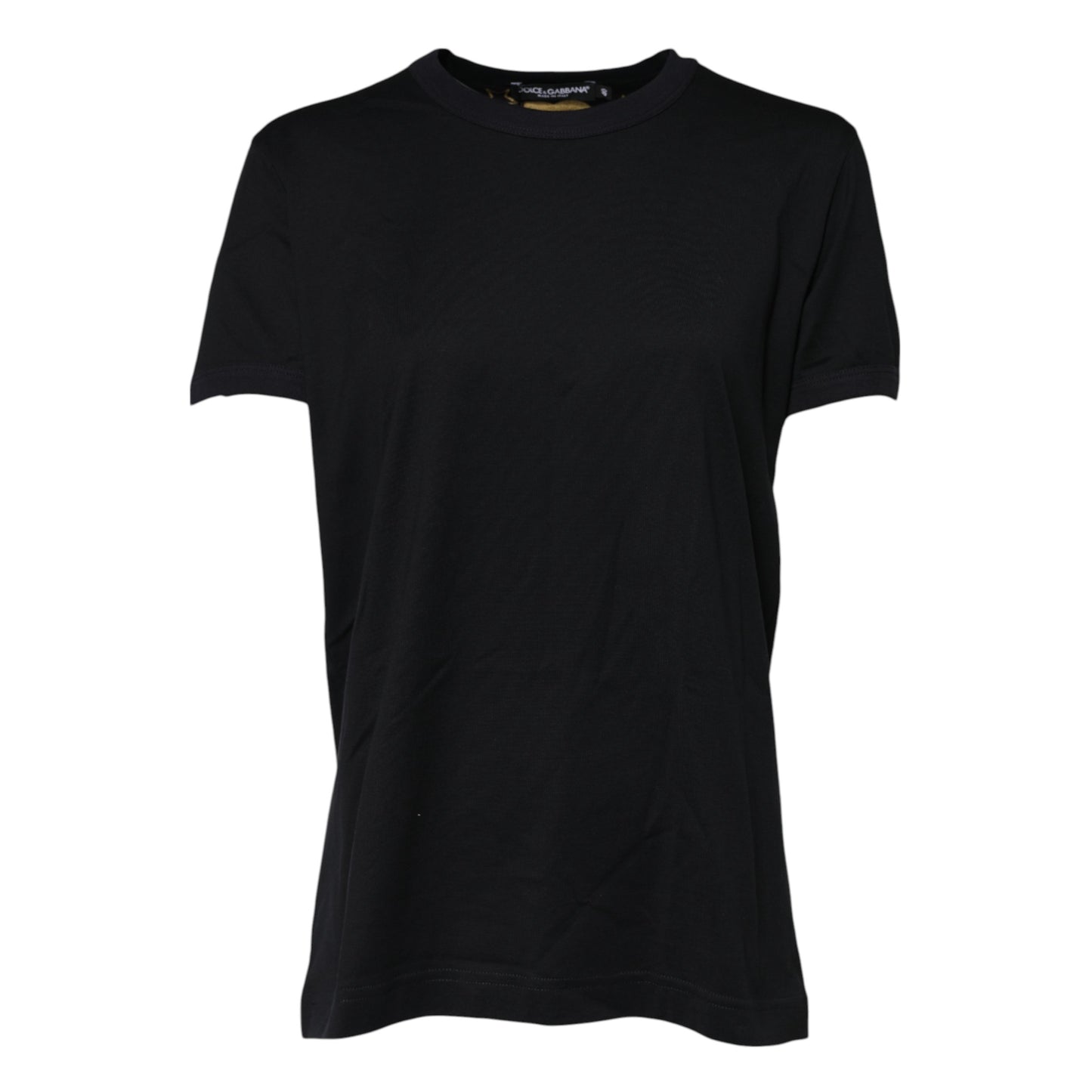 Dolce &amp; Gabbana – Schwarzes T-Shirt mit kurzen Ärmeln aus Baumwolle mit DG-Print 
