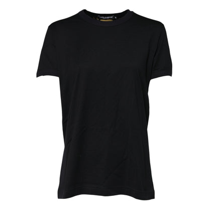 Dolce &amp; Gabbana – Schwarzes T-Shirt mit kurzen Ärmeln aus Baumwolle mit DG-Print 