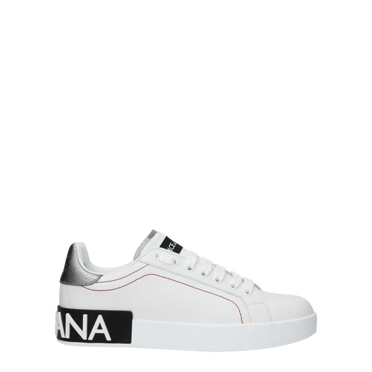 Dolce &amp; Gabbana Weiße niedrige Lederschuhe