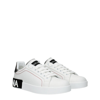 Dolce &amp; Gabbana Weiße niedrige Lederschuhe