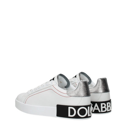Dolce &amp; Gabbana Weiße niedrige Lederschuhe