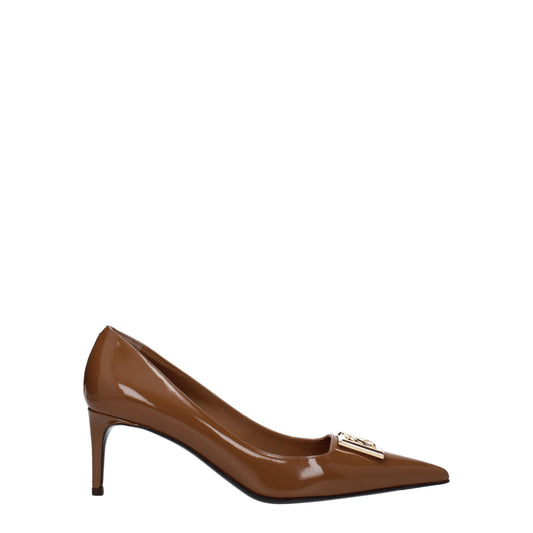 Dolce &amp; Gabbana – Pumps aus braunem Leder mit hohem Absatz