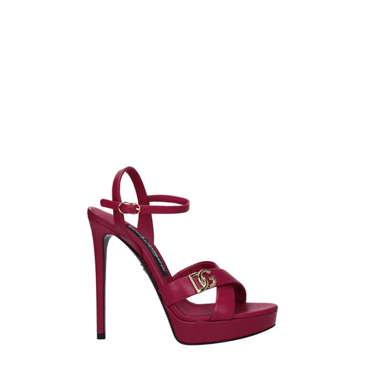 Dolce &amp; Gabbana Rosa Lederplattformen