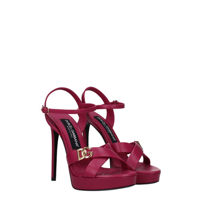 Dolce &amp; Gabbana Rosa Lederplattformen