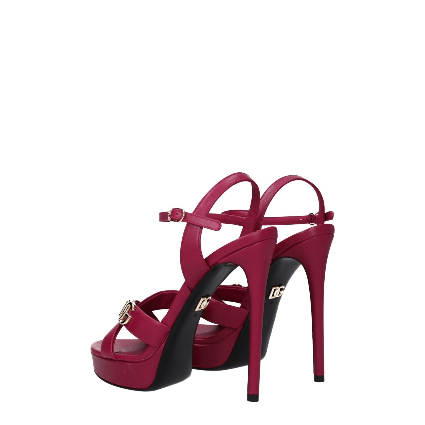 Dolce &amp; Gabbana Rosa Lederplattformen