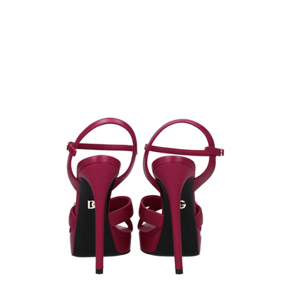 Dolce &amp; Gabbana Rosa Lederplattformen