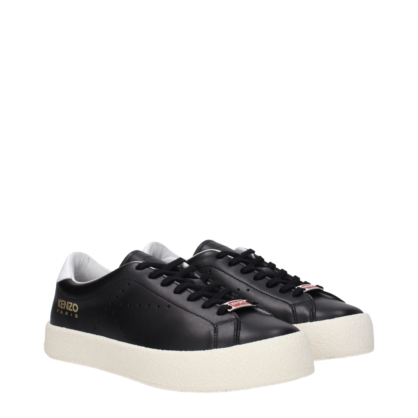 Kenzo Schwarze Leder-Low-Tops