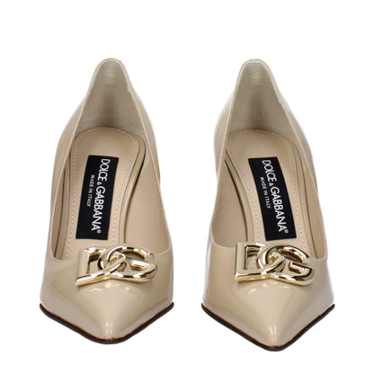 Dolce &amp; Gabbana Beige Pumps aus Leder mit hohem Absatz