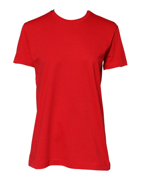 Dolce &amp; Gabbana – Rotes T-Shirt aus Baumwolle mit Rundhalsausschnitt und kurzen Ärmeln