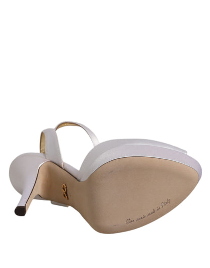 Dolce &amp; Gabbana Weiße Satin-Plateau-Absatz-Sandalen