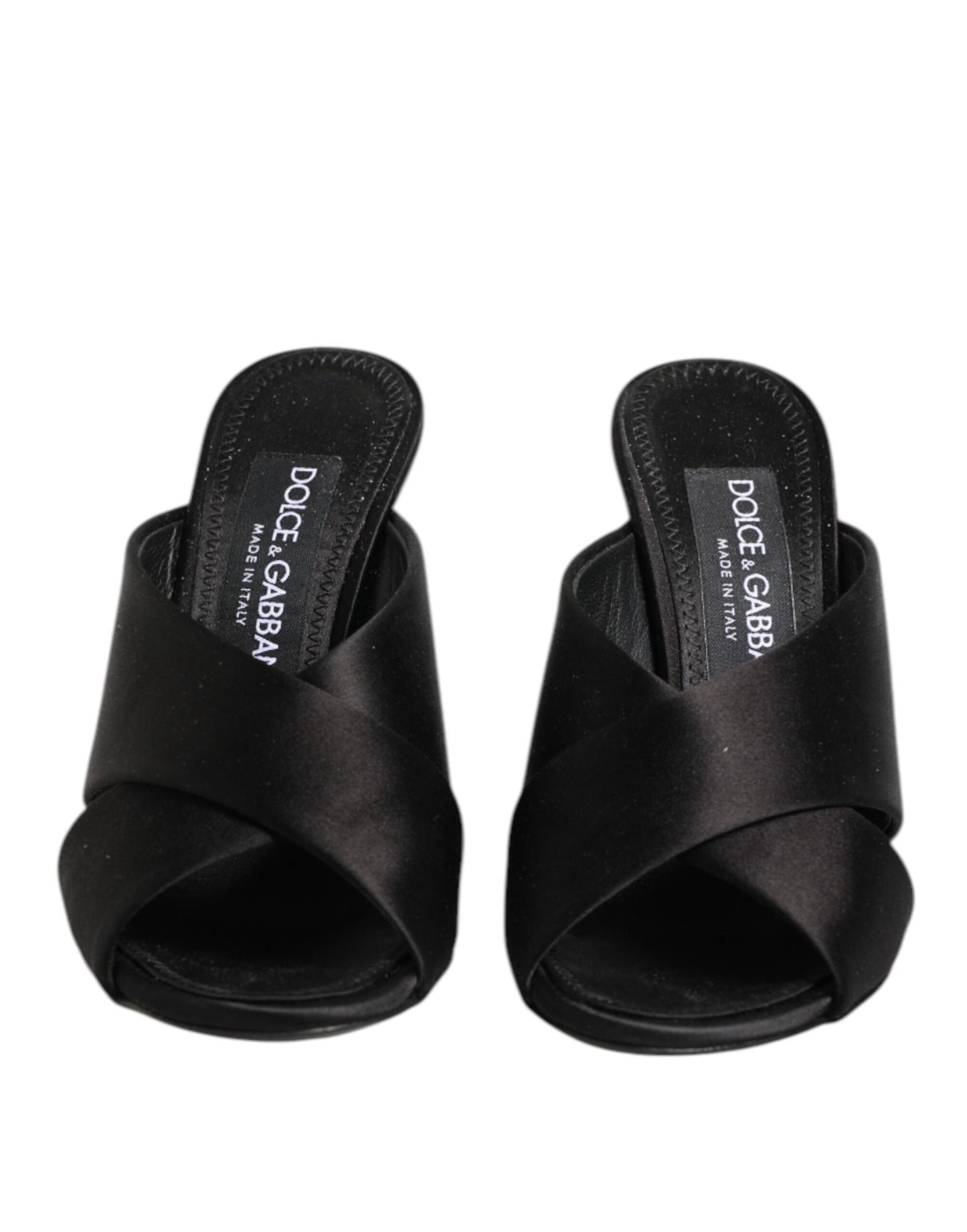 Dolce &amp; Gabbana – Sandalen mit schwarzem Logo „KEIRA“ aus Satin