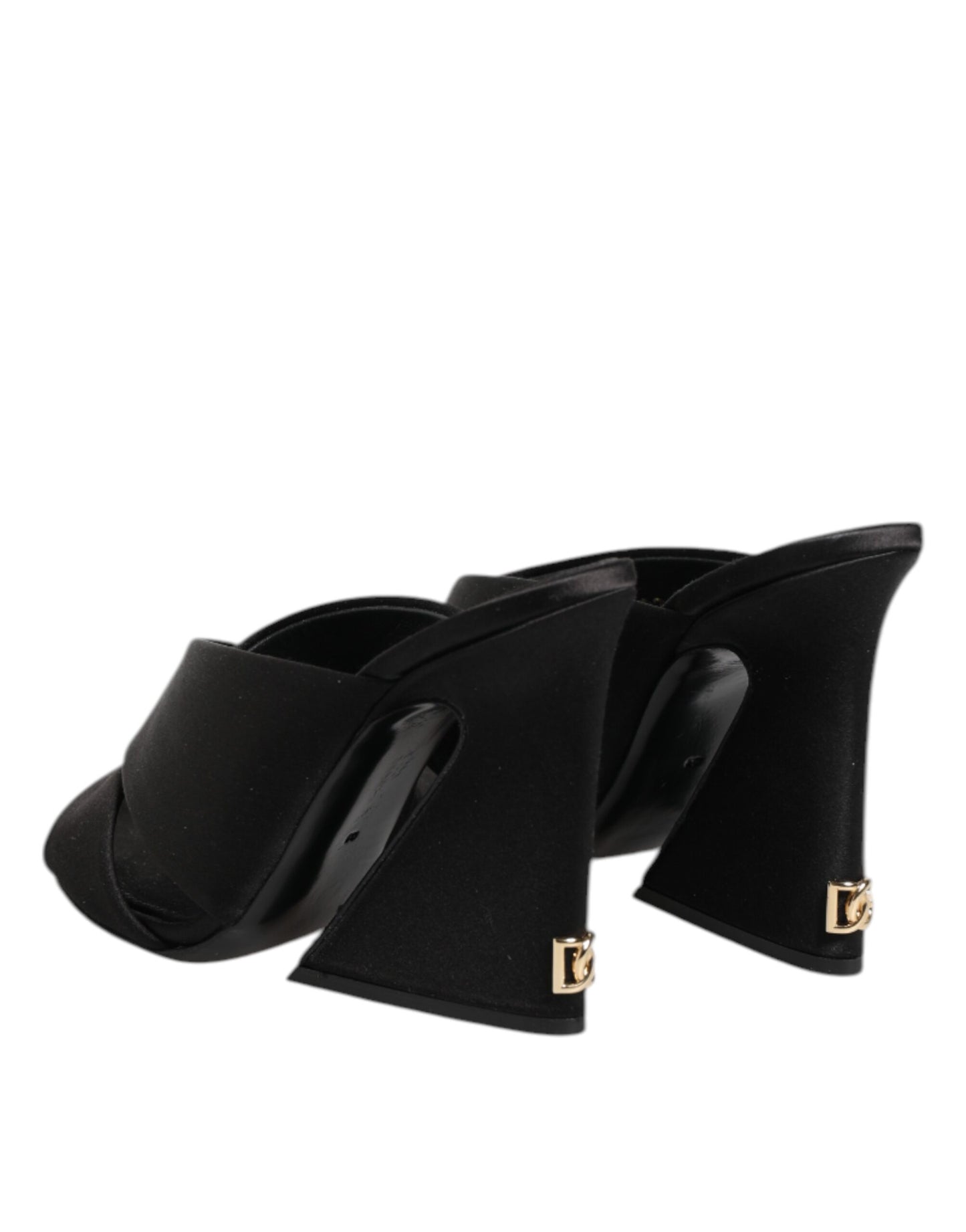 Dolce &amp; Gabbana – Sandalen mit schwarzem Logo „KEIRA“ aus Satin