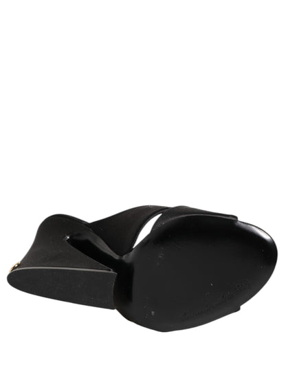 Dolce &amp; Gabbana – Sandalen mit schwarzem Logo „KEIRA“ aus Satin