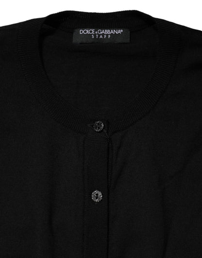 Dolce &amp; Gabbana – Schwarzer Cardigan aus Wollstrick mit Rundhalsausschnitt