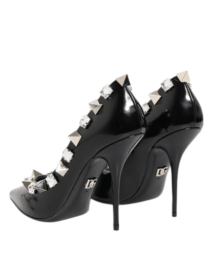 Dolce &amp; Gabbana – Schwarze Pumps mit Kristallnieten und Stilettoabsatz