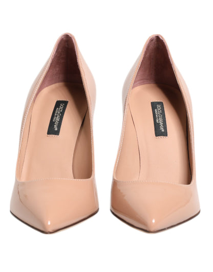 Dolce &amp; Gabbana – Pumps aus Lackleder in Beige mit Stilettoabsatz