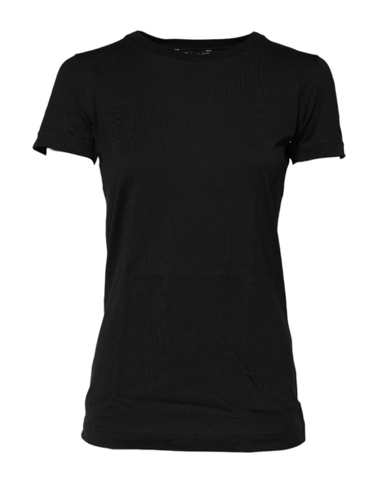 Dolce &amp; Gabbana – Schwarzes T-Shirt mit kurzen Ärmeln und Rundhalsausschnitt