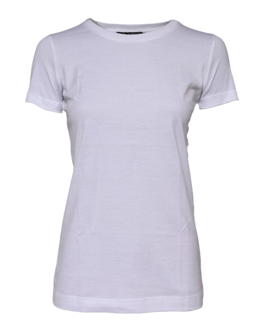 Dolce &amp; Gabbana – Weißes T-Shirt aus Baumwolle mit Rundhalsausschnitt und kurzen Ärmeln