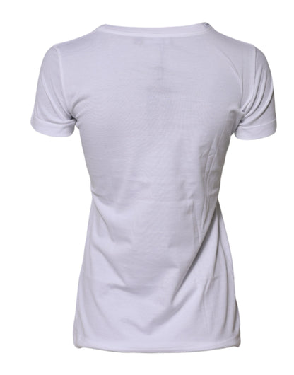 Dolce &amp; Gabbana – Weißes T-Shirt aus Baumwolle mit Rundhalsausschnitt und kurzen Ärmeln