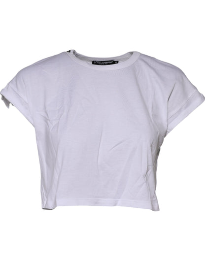 Dolce &amp; Gabbana – Weißes, kurzes T-Shirt aus Baumwolle mit Rundhalsausschnitt