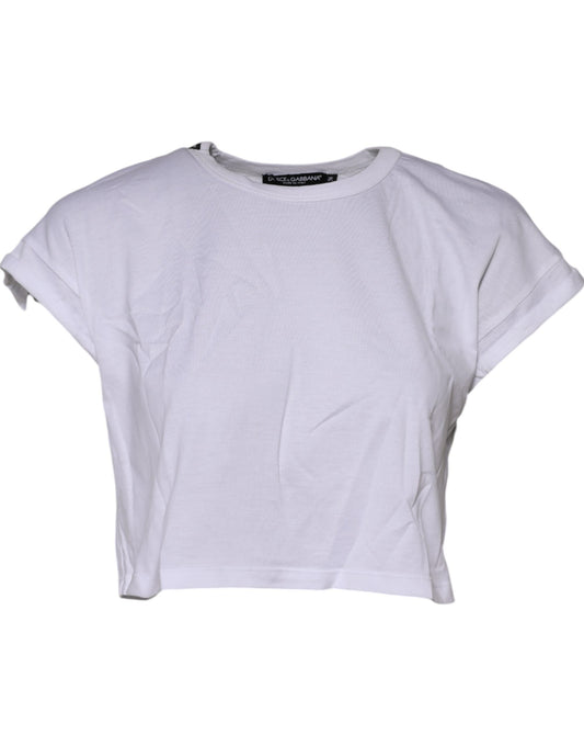 Dolce &amp; Gabbana – Weißes, kurzes T-Shirt aus Baumwolle mit Rundhalsausschnitt