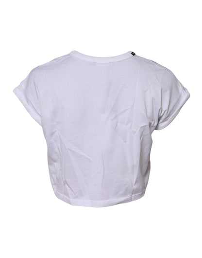Dolce &amp; Gabbana – Weißes, kurzes T-Shirt aus Baumwolle mit Rundhalsausschnitt