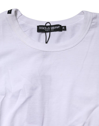 Dolce &amp; Gabbana – Weißes, kurzes T-Shirt aus Baumwolle mit Rundhalsausschnitt