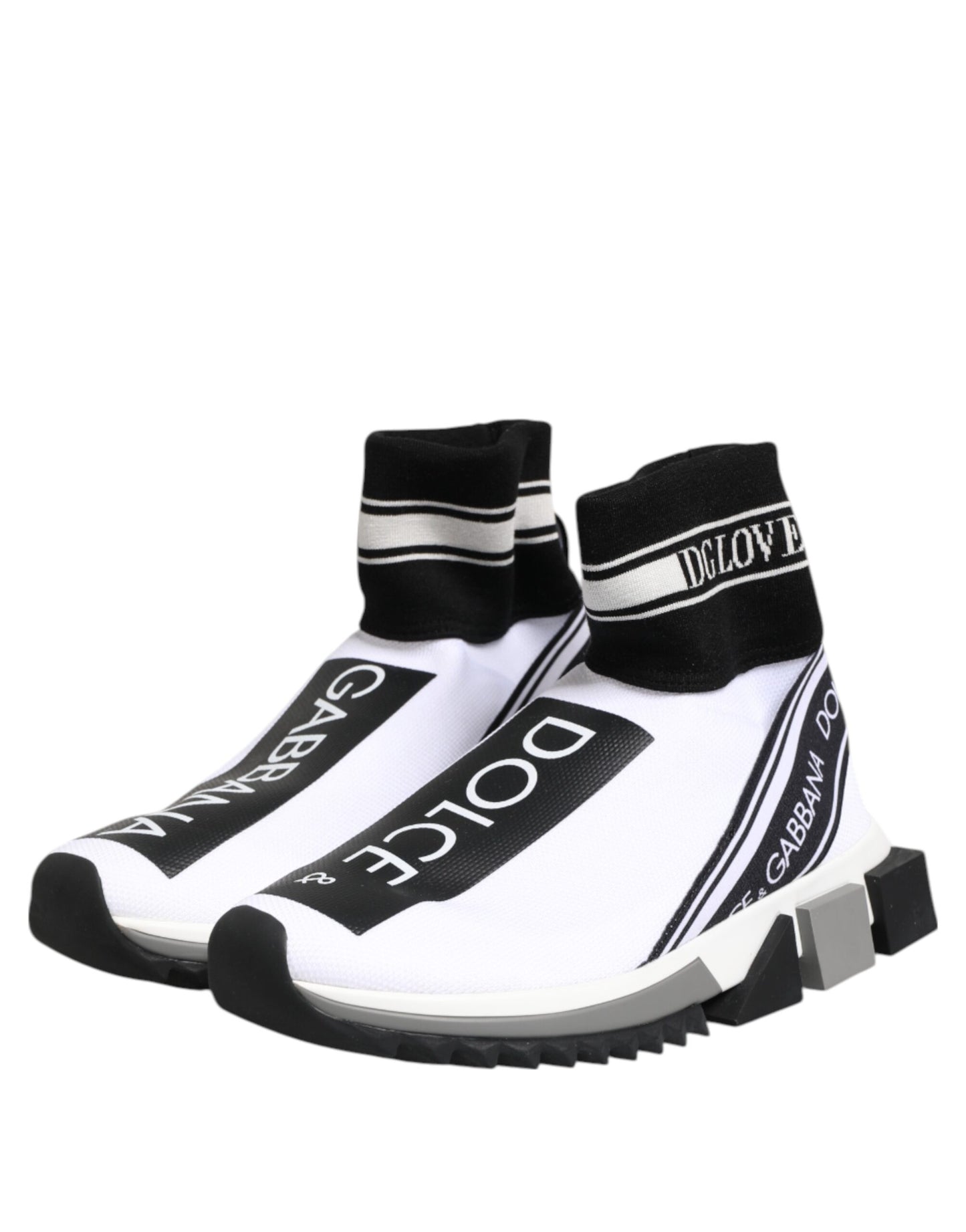 Dolce &amp; Gabbana Weiß Schwarz Sorrento Socken Sneakers Schuhe
