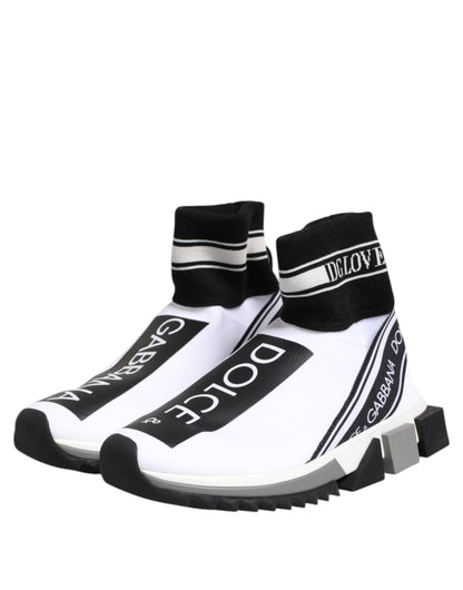 Dolce &amp; Gabbana Weiß Schwarz Sorrento Socken Sneakers Schuhe