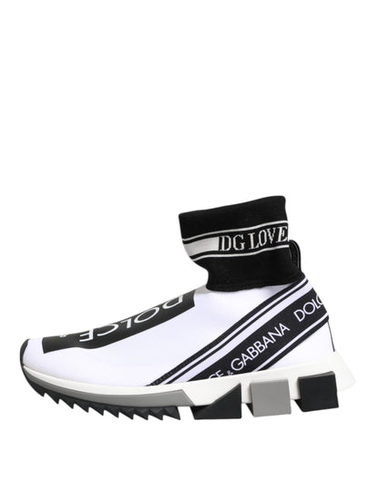 Dolce &amp; Gabbana Weiß Schwarz Sorrento Socken Sneakers Schuhe