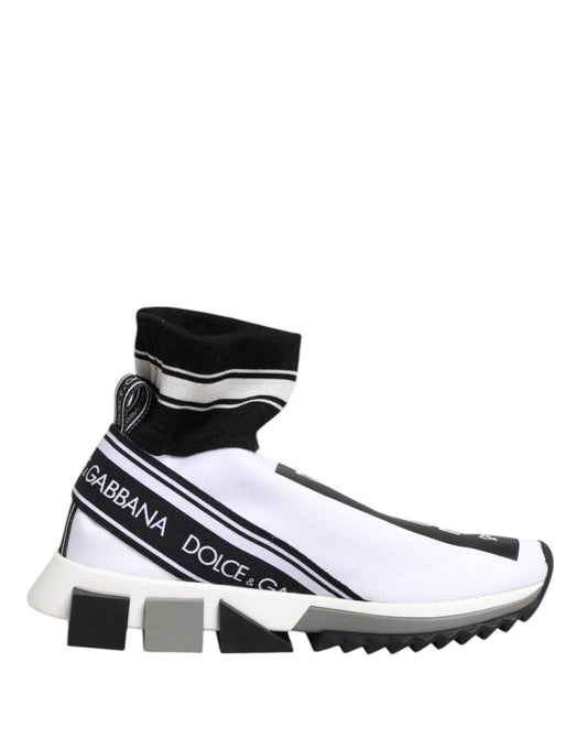 Dolce &amp; Gabbana Weiß Schwarz Sorrento Socken Sneakers Schuhe