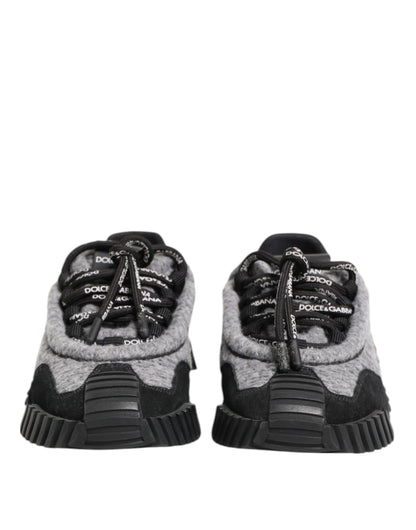 Dolce &amp; Gabbana Schwarz Grau NS1 Low Top Sneakers Schuhe