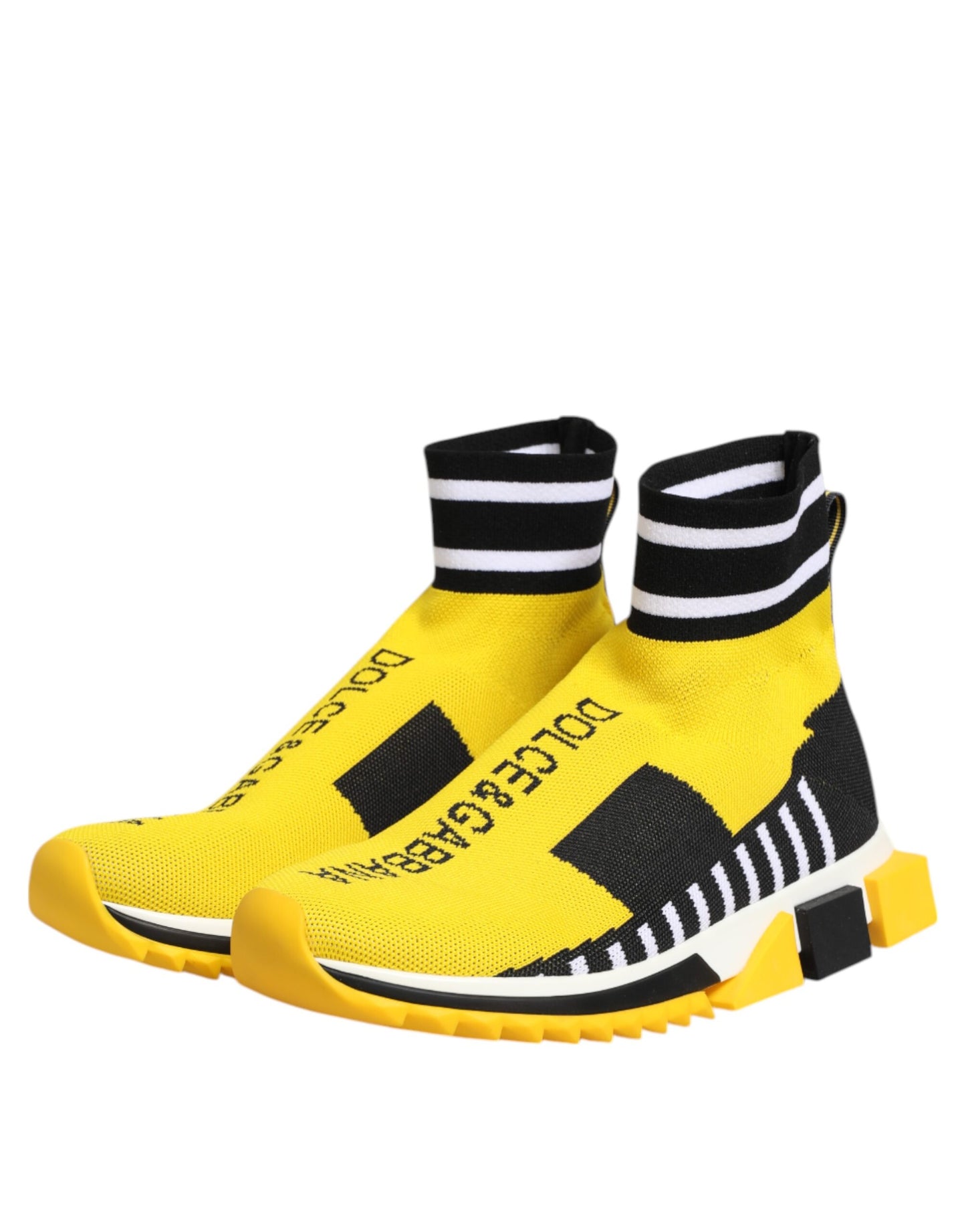 Dolce &amp; Gabbana Gelb Schwarz Sorrento Socken Sneakers Schuhe